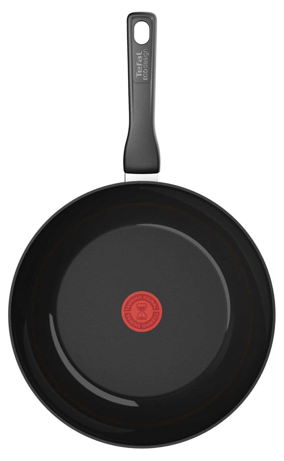 Keramik-Wokpfanne mit schwarzer Beschichtung und rotem Thermo-Signal, Draufsicht