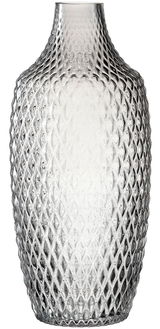 Graue Vase mit strukturierter Oberfläche, frontal fotografiert