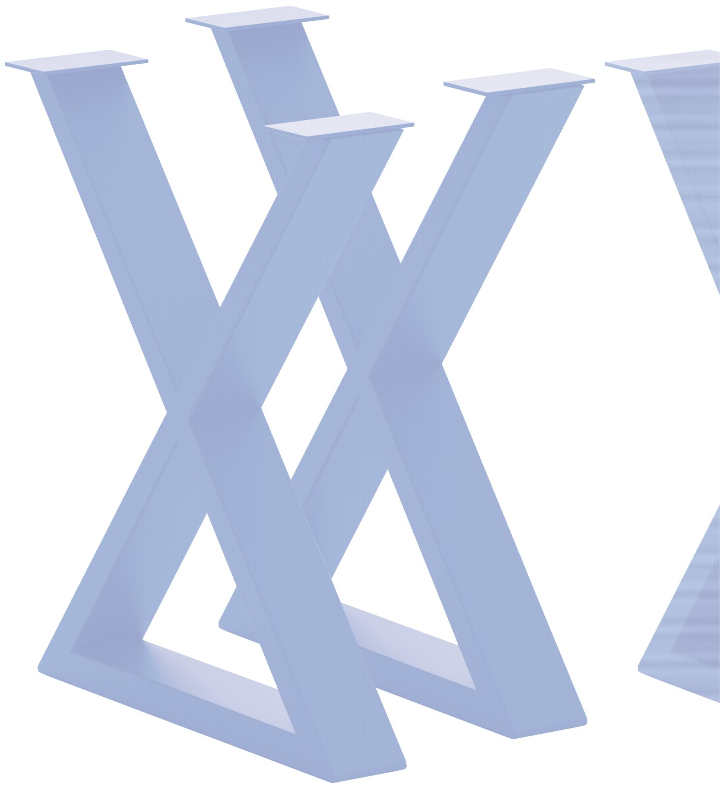 Waldwelt Tischgestell CHALET-PALAZZO Schwarzes Tischgestell in X-Form, seitliche Perspektive