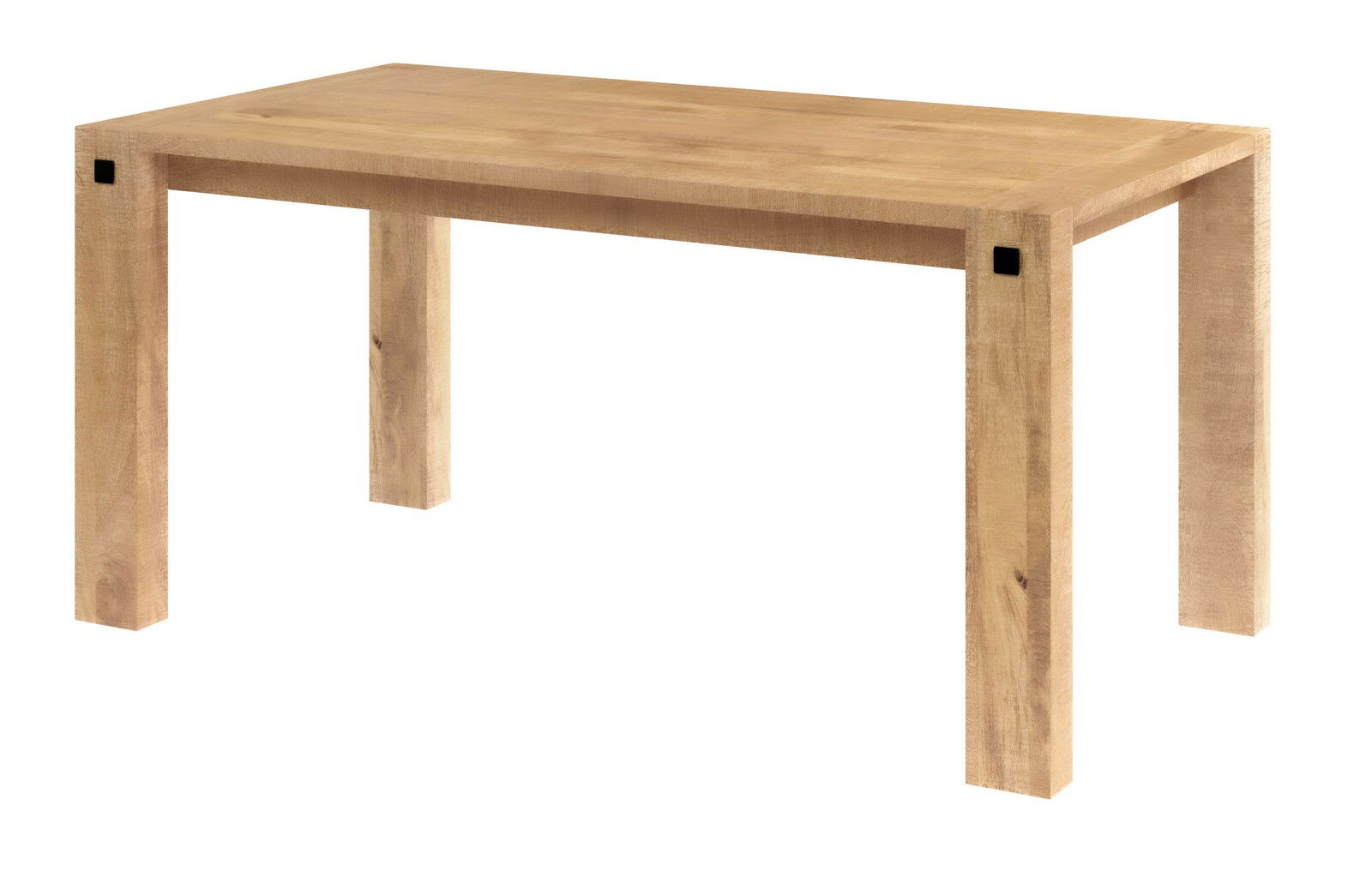 Holzesstisch mit rechteckiger Tischplatte und vier stabilen Beinen, seitliche Perspektive
