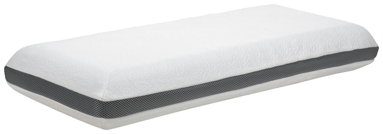 Linneweber Nackenstützkissen Maxi 32x72cm CURACAO Nackenstützkissen Maxi in seitlicher Perspektive mit weißem Bezug und grauem Mesh-Streifen