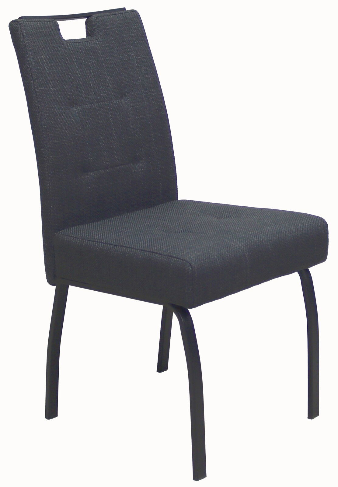 Z2 Stuhl LINZ Moderner schwarzer Stuhl mit gepolsterter Sitzfläche und Rückenlehne, seitliche Perspektive