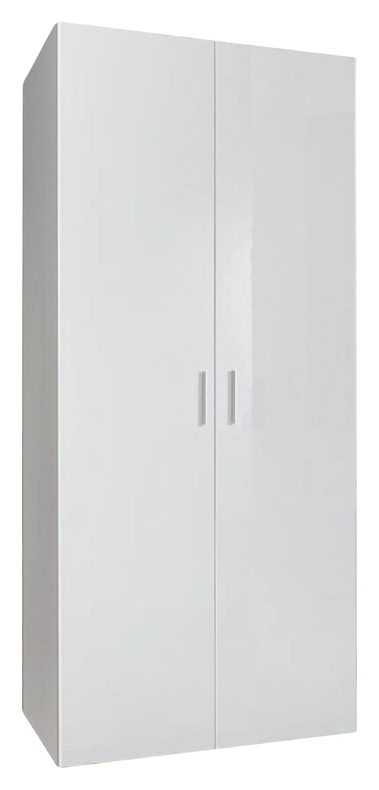 XORA Mehrzweckschrank MALTA Weißer Mehrzweckschrank mit zwei Türen und silbernen Griffen, Frontalansicht