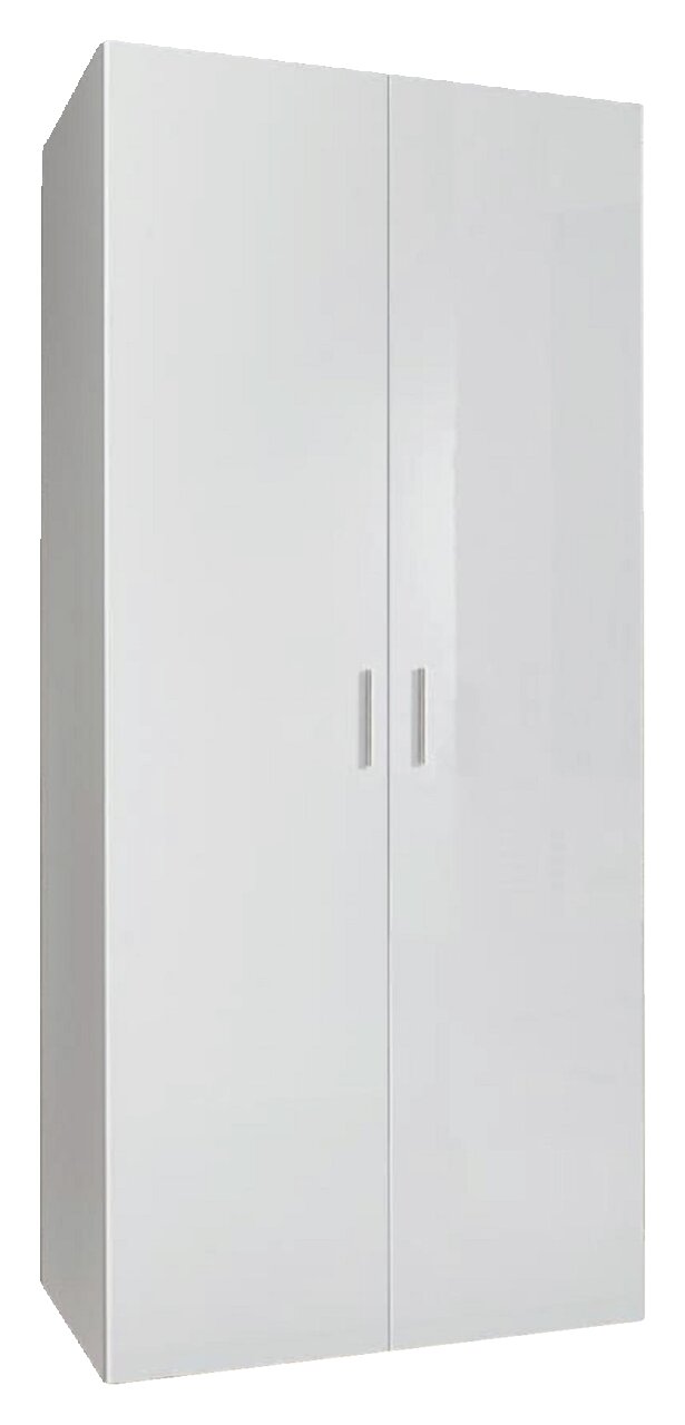 XORA Mehrzweckschrank MALTA Weißer Mehrzweckschrank mit zwei Türen und silbernen Griffen, Frontalansicht