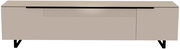 Frontansicht eines modernen, beigen XL TV-Lowboards mit schwarzen Beinen und minimalistischen Linien.