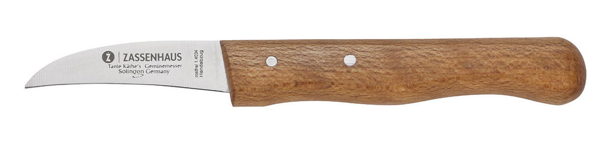 Schälmesser Tante Käthe mit Holzgriff, seitliche Ansicht