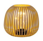 Moderne Solarleuchte mit dekorativem, gestreiftem Design, seitliche Perspektive