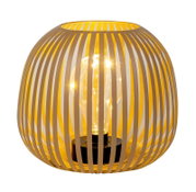 Moderne zonne-lamp met een decoratief, gestreept ontwerp, zijaanzicht