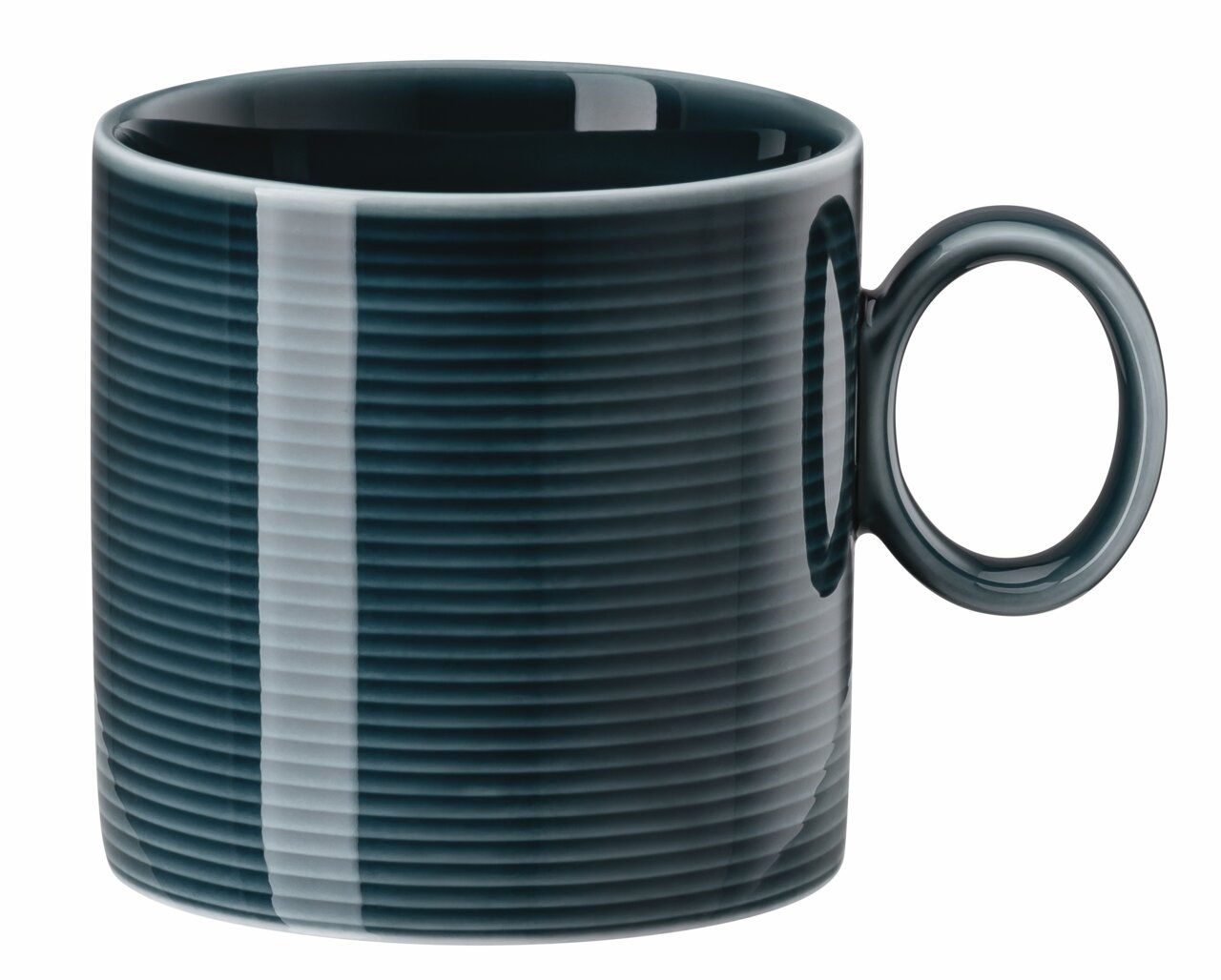 Thomas Kaffeebecher LOFT COLOUR Dunkelblauer Becher mit Henkel, seitliche Perspektive