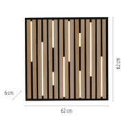Wand- und Deckenleuchte Q-AKUS in quadratischer Form mit Holzlamellen und integrierter Beleuchtung, Frontalansicht