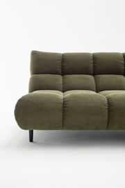 Grüne Eckgarnitur aus Samtstoff, seitliche Perspektive