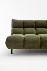 Groene hoekbank van fluweel, zijaanzicht