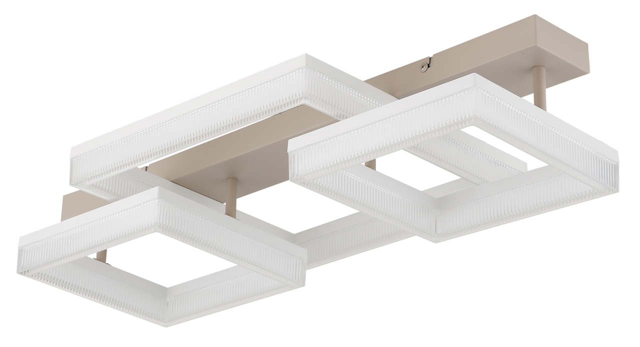 Moderne LED-Deckenleuchte mit drei quadratischen Rahmen, seitliche Perspektive