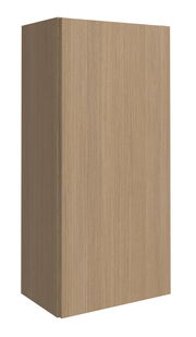 Hängeschrank aus Holz mit vertikaler Rillenstruktur, seitliche Perspektive