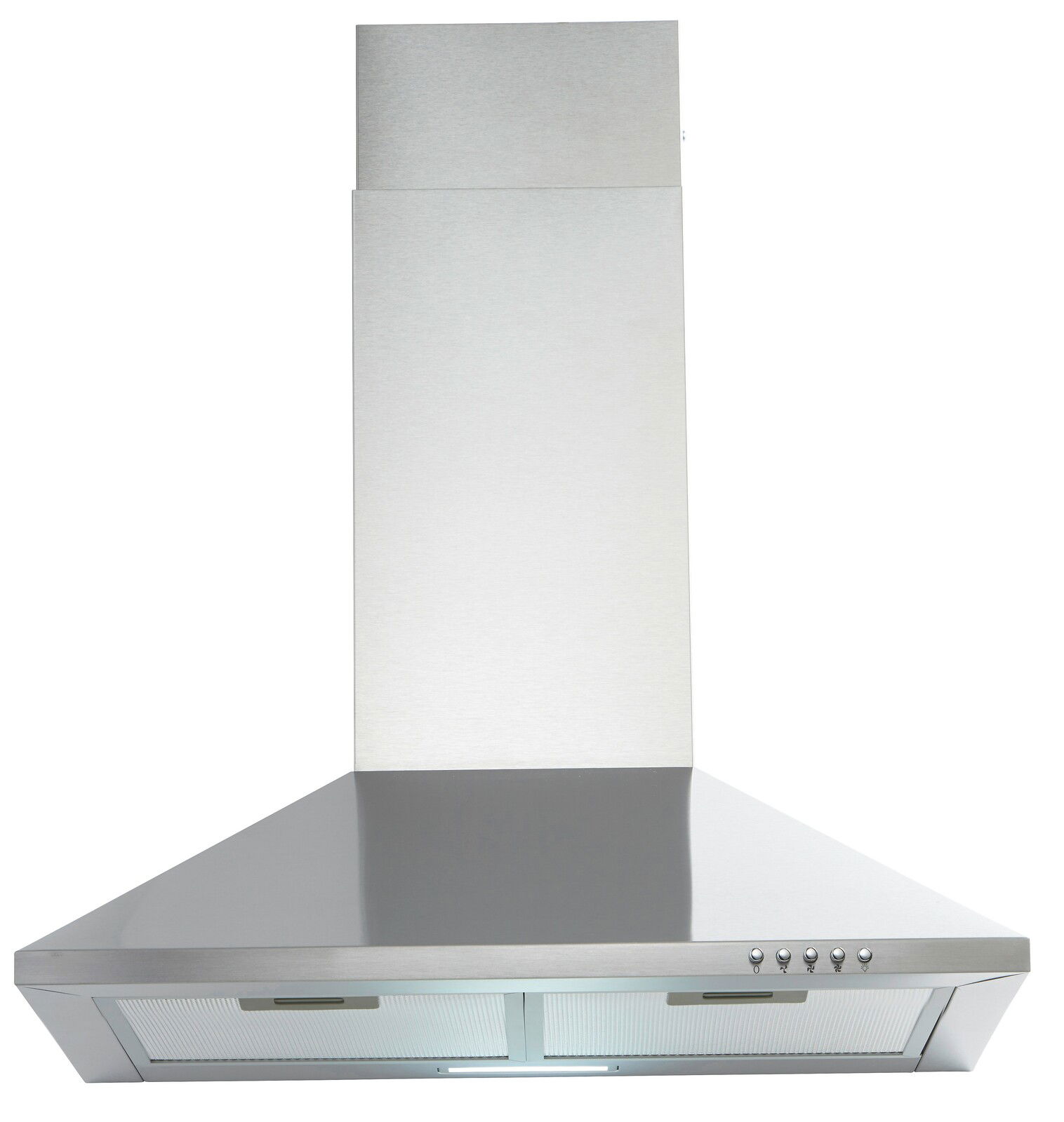 Edelstahl-Dunstabzugshaube, frontale Ansicht