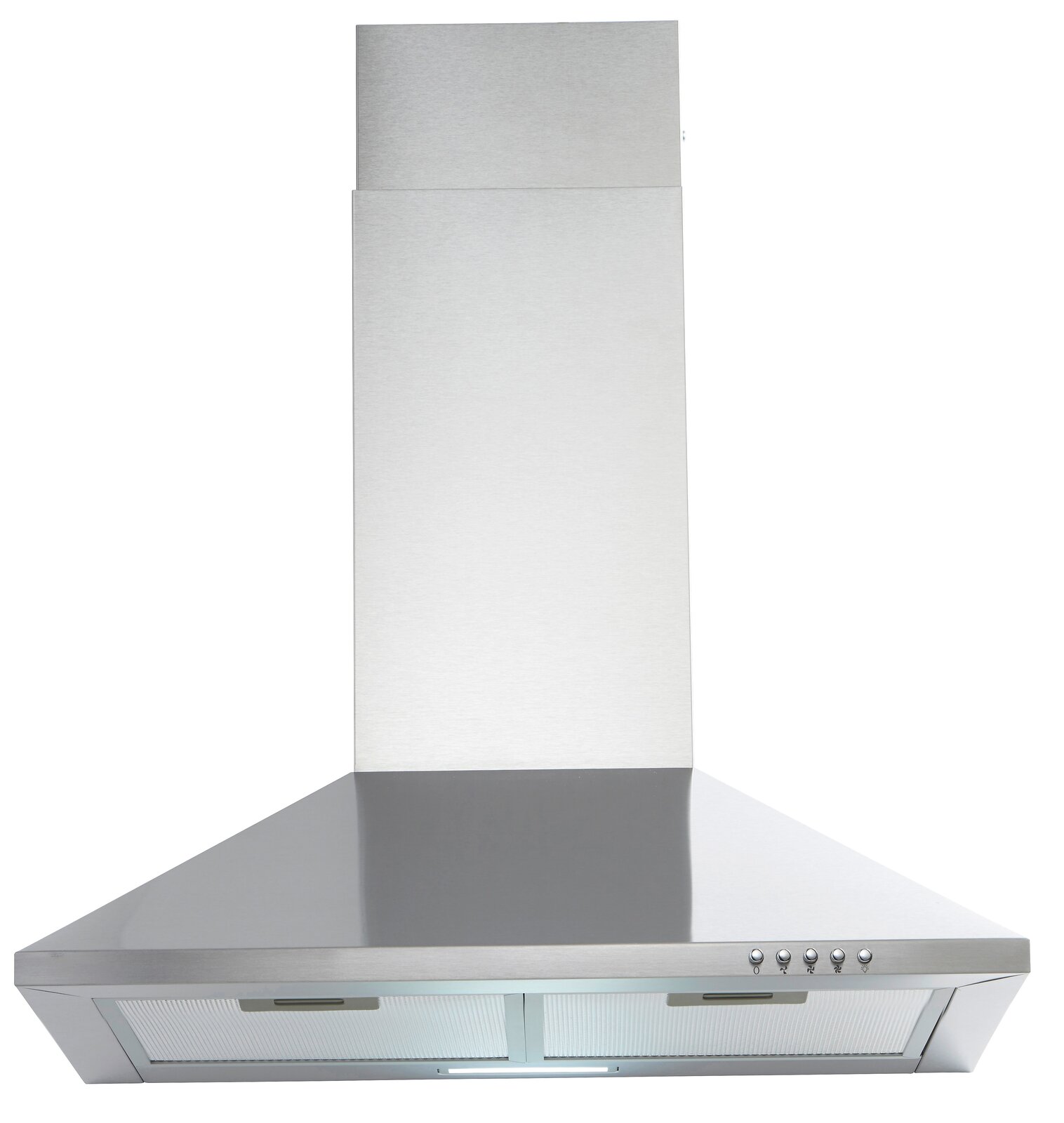 Edelstahl-Dunstabzugshaube, frontale Ansicht