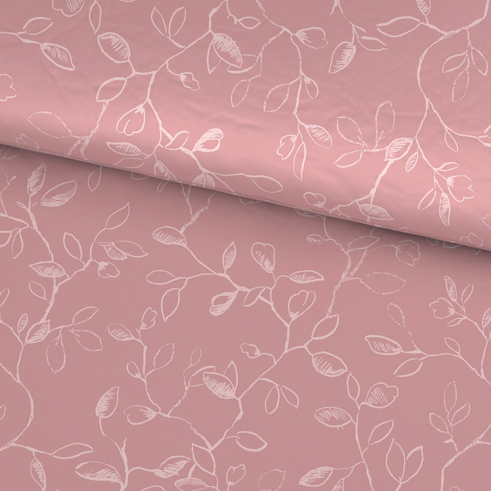 Bio-Vio Bettwäsche 135x200cm Rosa Bettwäsche mit weißem Blumenmuster, Draufsicht