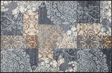 Fußmatte Armonia grey mit floralem und geometrischem Muster in Grautönen, Braun und Beige, Draufsicht