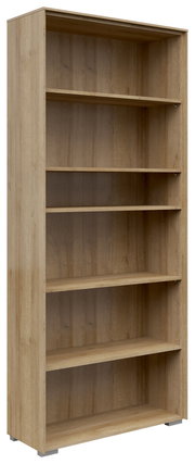 Holz-Aktenregal mit fünf offenen Fächern, seitliche Perspektive