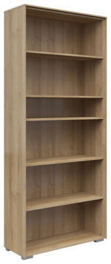 Holz-Aktenregal mit fünf offenen Fächern, seitliche Perspektive