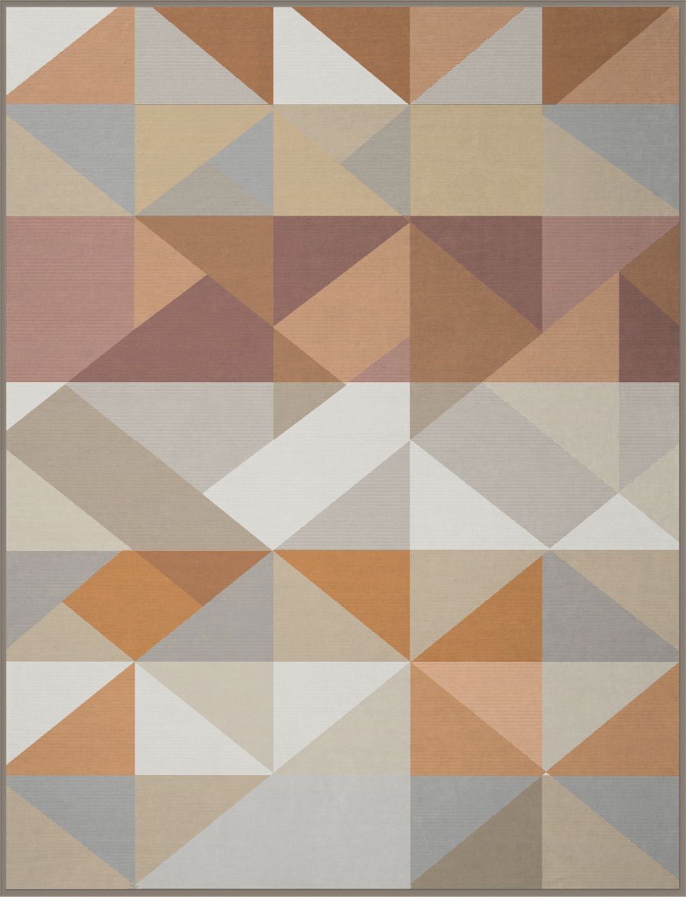 Wohndecke mit geometrischem Muster in warmen Erdtönen, Draufsicht