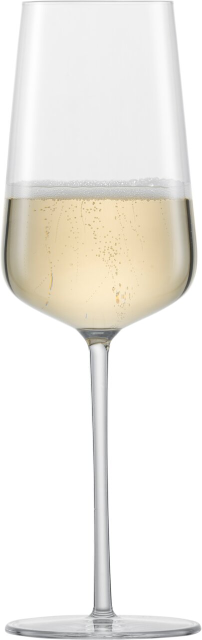 Champagnerglas Vervino mit Schaumwein, frontale Ansicht