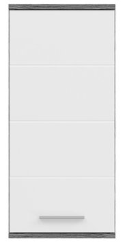 Moderner weißer Hängeschrank mit grauen Akzenten, Frontalansicht