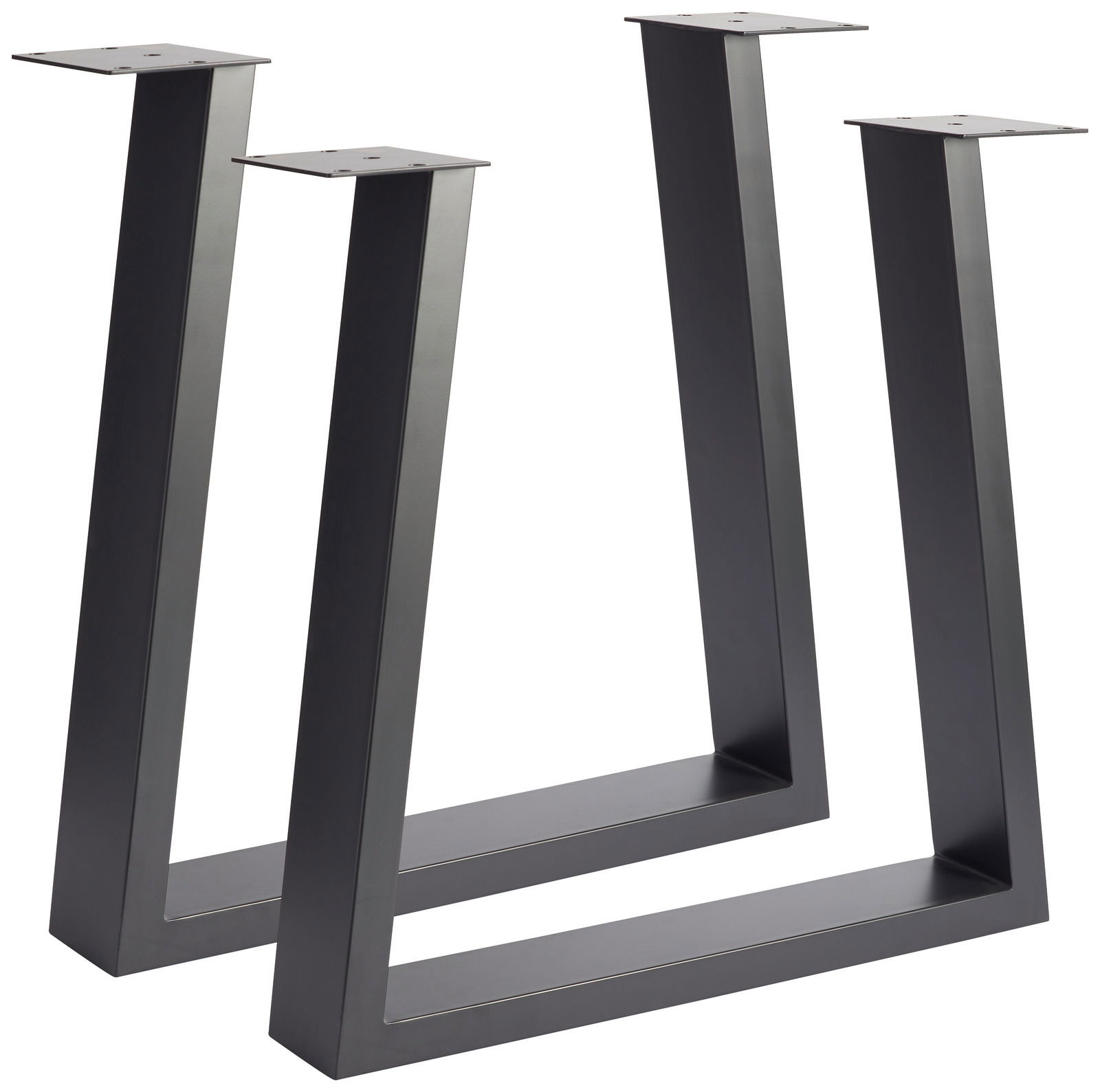 Schwarzes Tischgestell aus Metall in U-Form, seitliche Perspektive