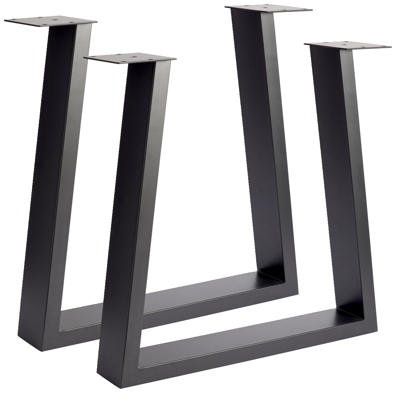 Schwarzes Tischgestell aus Metall in U-Form, seitliche Perspektive