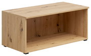 Regalaufsatz aus Holz in Eichenoptik, perspektivisch von vorne links fotografiert