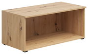 Regalaufsatz aus Holz in Eichenoptik, perspektivisch von vorne links fotografiert