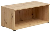 Regalaufsatz aus Holz in Eichenoptik, perspektivisch von vorne links fotografiert