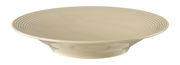 Suppenteller 22,5cm in sandbeige mit geriffeltem Design, seitliche Perspektive