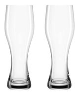 Zwei Weizenbiergläser, 500ml, aus klarem Glas, frontal abgebildet.