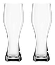 Zwei Weizenbiergläser, 500ml, aus klarem Glas, frontal abgebildet.