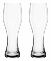 Zwei Weizenbiergläser, 500ml, aus klarem Glas, frontal abgebildet.