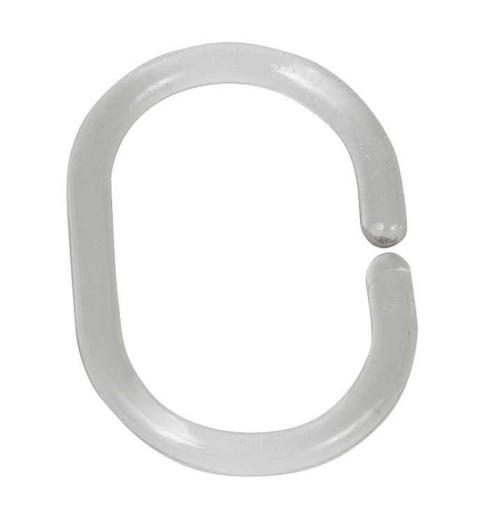 Transparenter Duschvorhangring aus Kunststoff in C-Form, Ansicht von oben