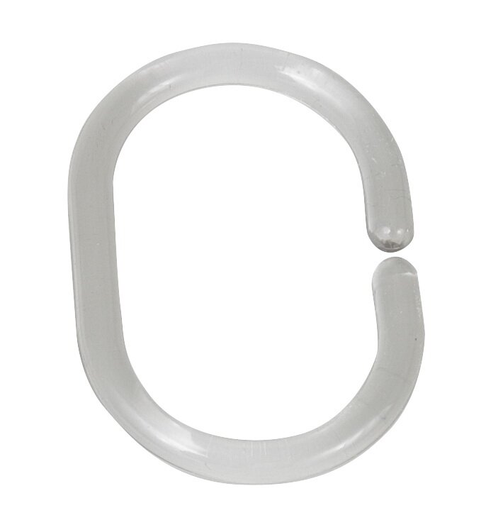 Transparenter Duschvorhangring aus Kunststoff in C-Form, Ansicht von oben