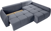 Graues Eckschlafsofa mit Stauraum, von oben betrachtet