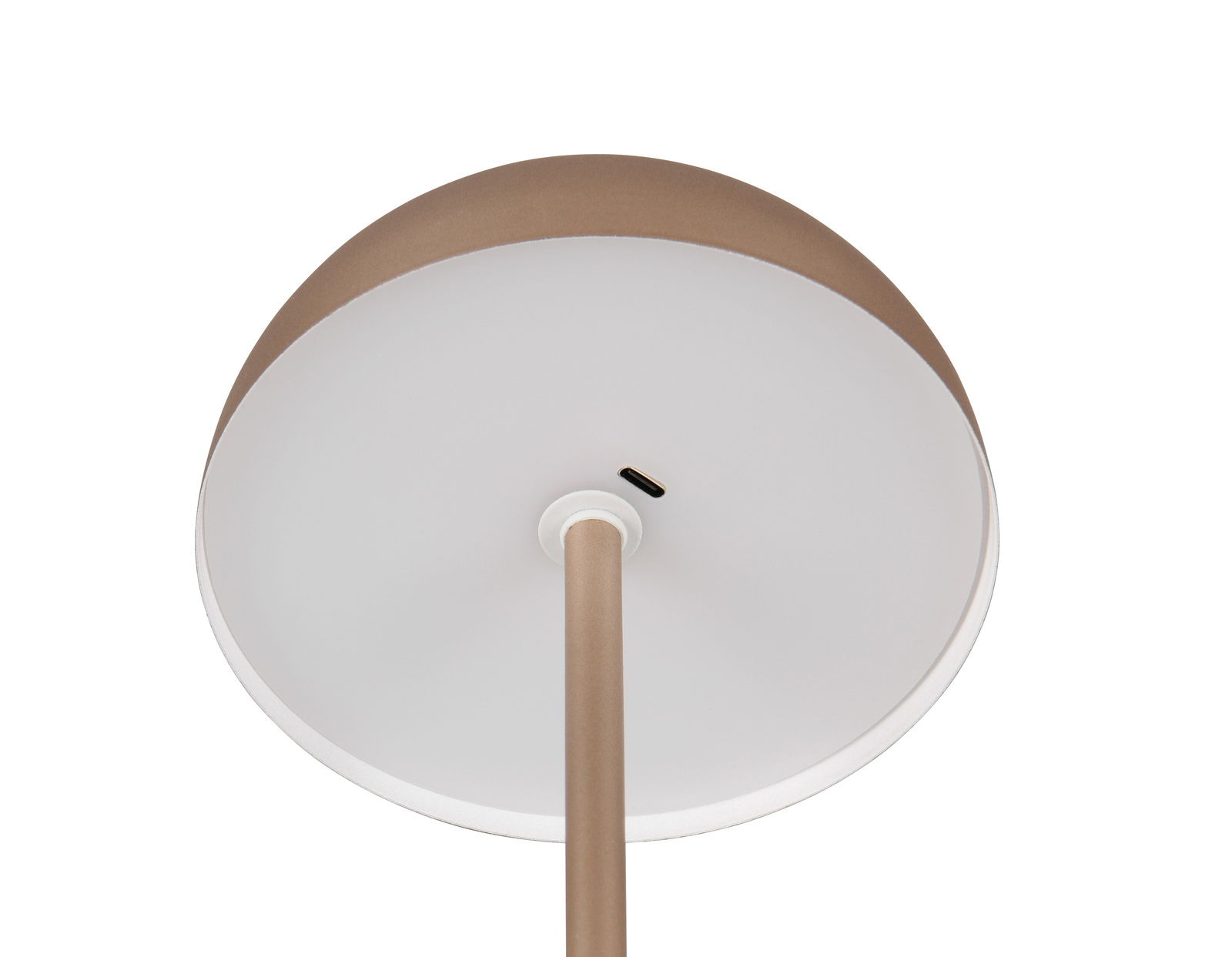 Unteransicht einer Akku-Tischleuchte mit USB-C-Anschluss.