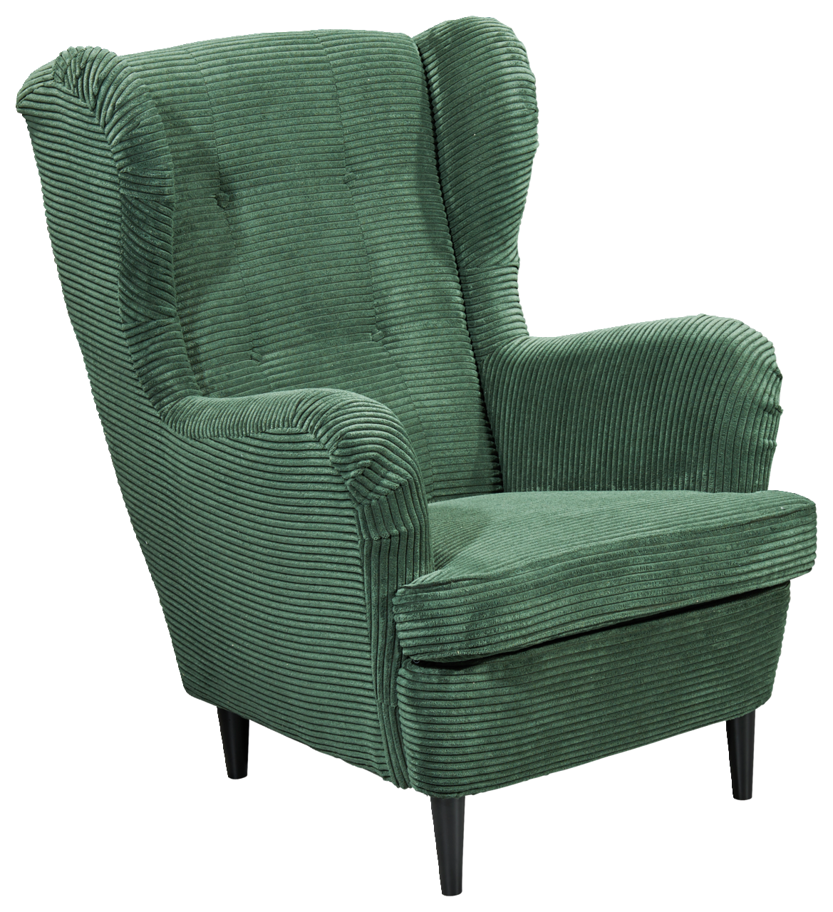 Z2 Sessel OSKAR Grüner Ohrensessel aus geripptem Stoff, Vorderansicht