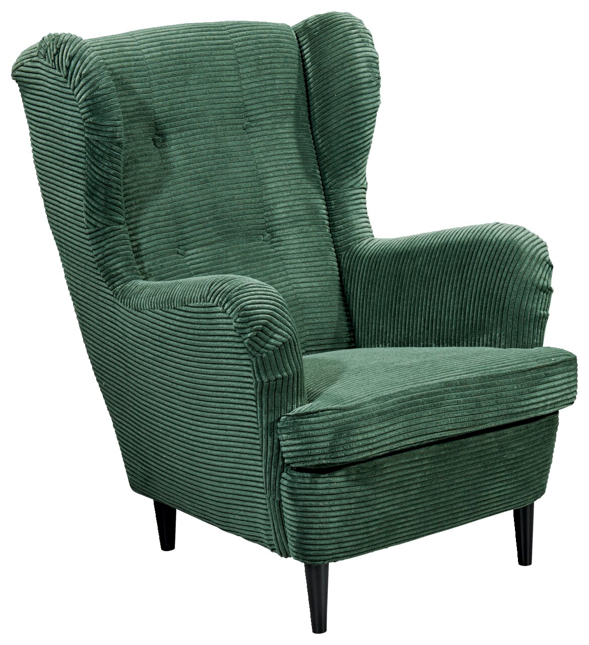 Z2 Sessel OSKAR Grüner Ohrensessel aus geripptem Stoff, Vorderansicht