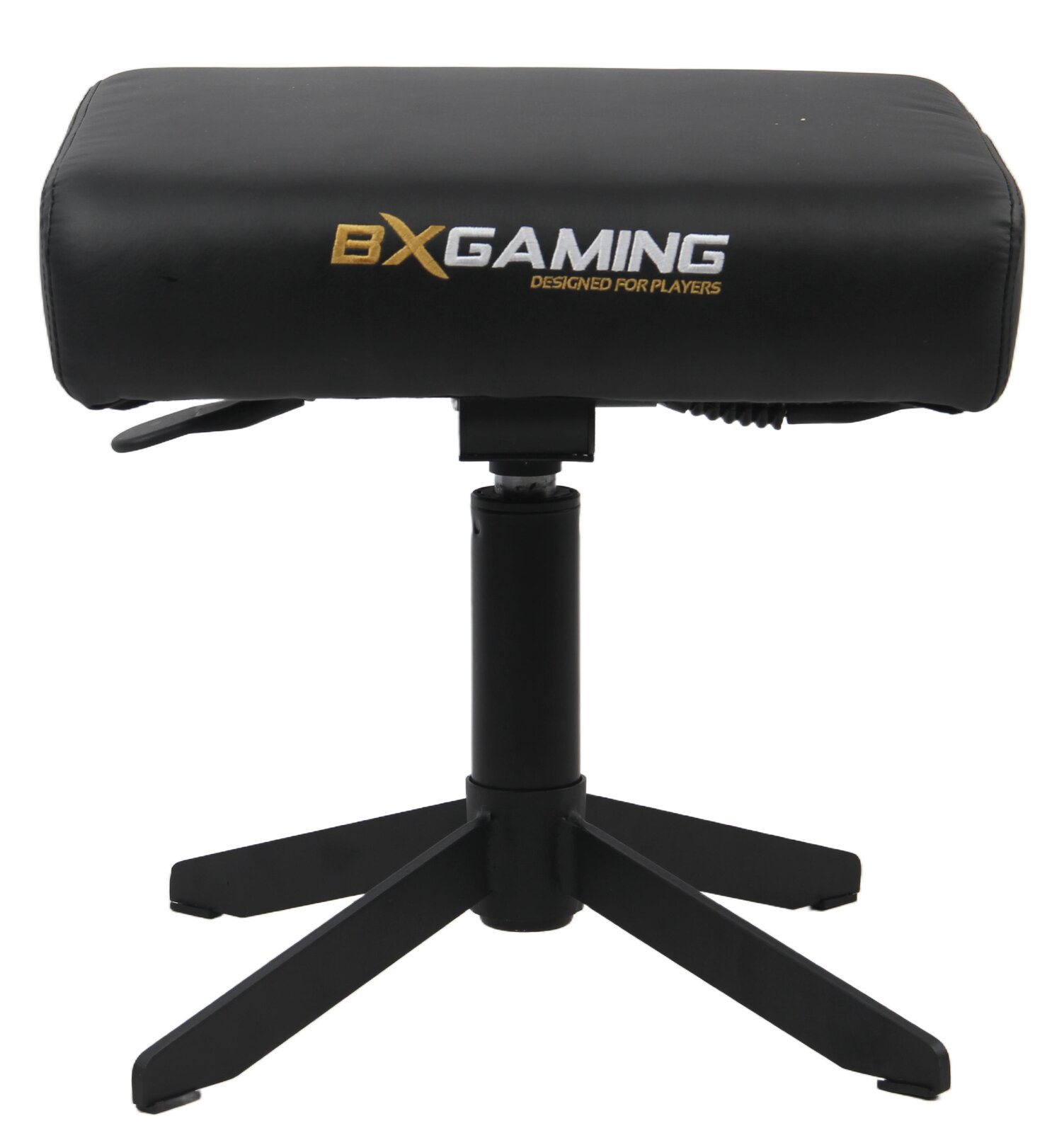 Schwarzer Gaming Hocker mit BXGaming Logo, Vorderansicht