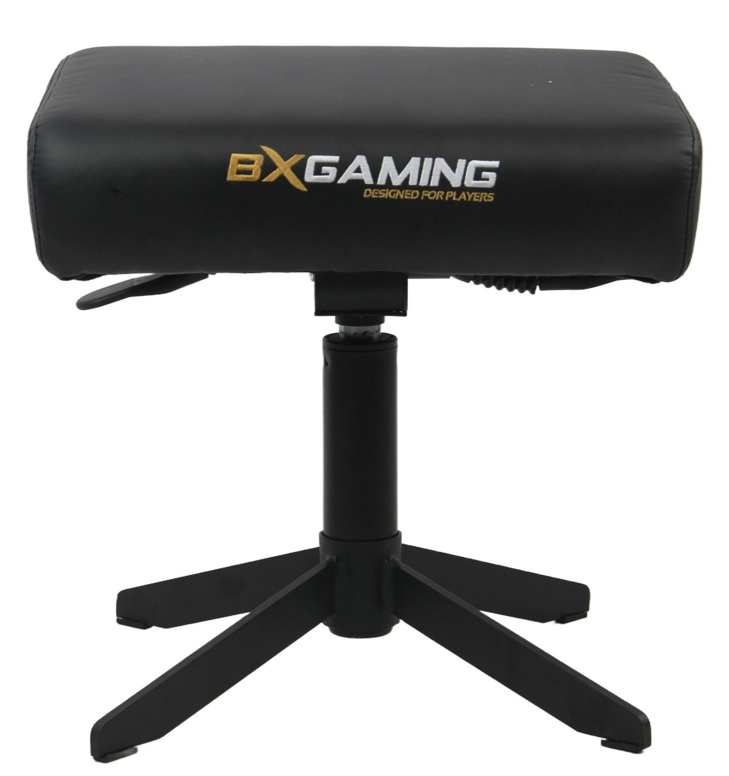 Schwarzer Gaming Hocker mit BXGaming Logo, Vorderansicht
