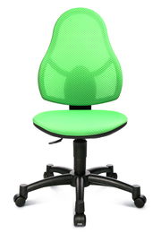 Grüner Drehstuhl mit Netzrückenlehne und Sitzfläche, Vorderansicht