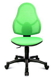 Grüner Drehstuhl mit Netzrückenlehne und Sitzfläche, Vorderansicht