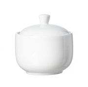 Weiße Zuckerdose Skagen mit Deckel, seitliche Perspektive