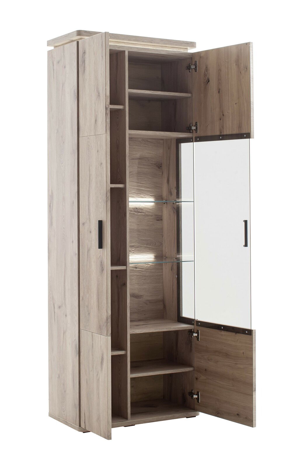 Zurbrüggen Kombi-Vitrine MODENA Holz-Kombivitrine mit geöffneter Glastür, seitlicher Perspektive