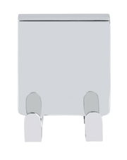 Edelstahl Doppel-Duschhaken in Vorderansicht, glänzende Oberfläche, zwei Haken unten.