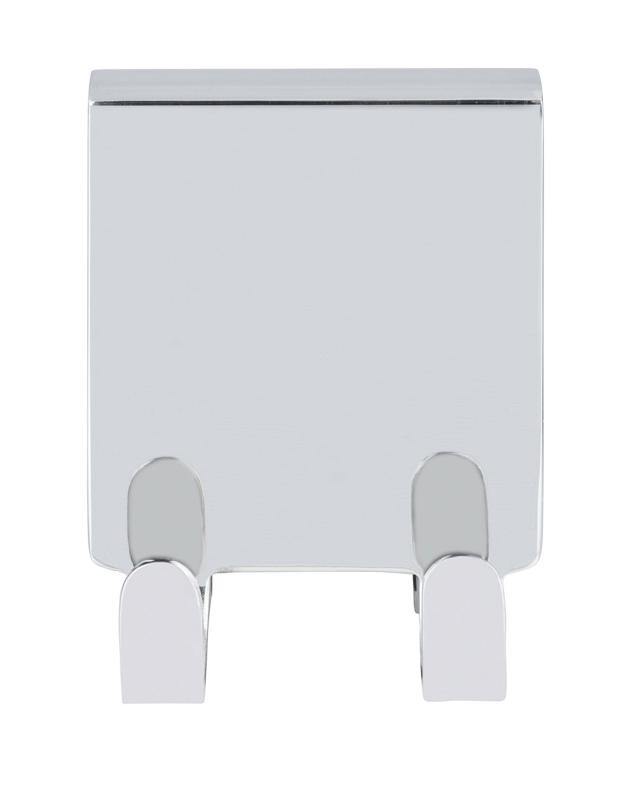 Edelstahl Doppel-Duschhaken in Vorderansicht, glänzende Oberfläche, zwei Haken unten.